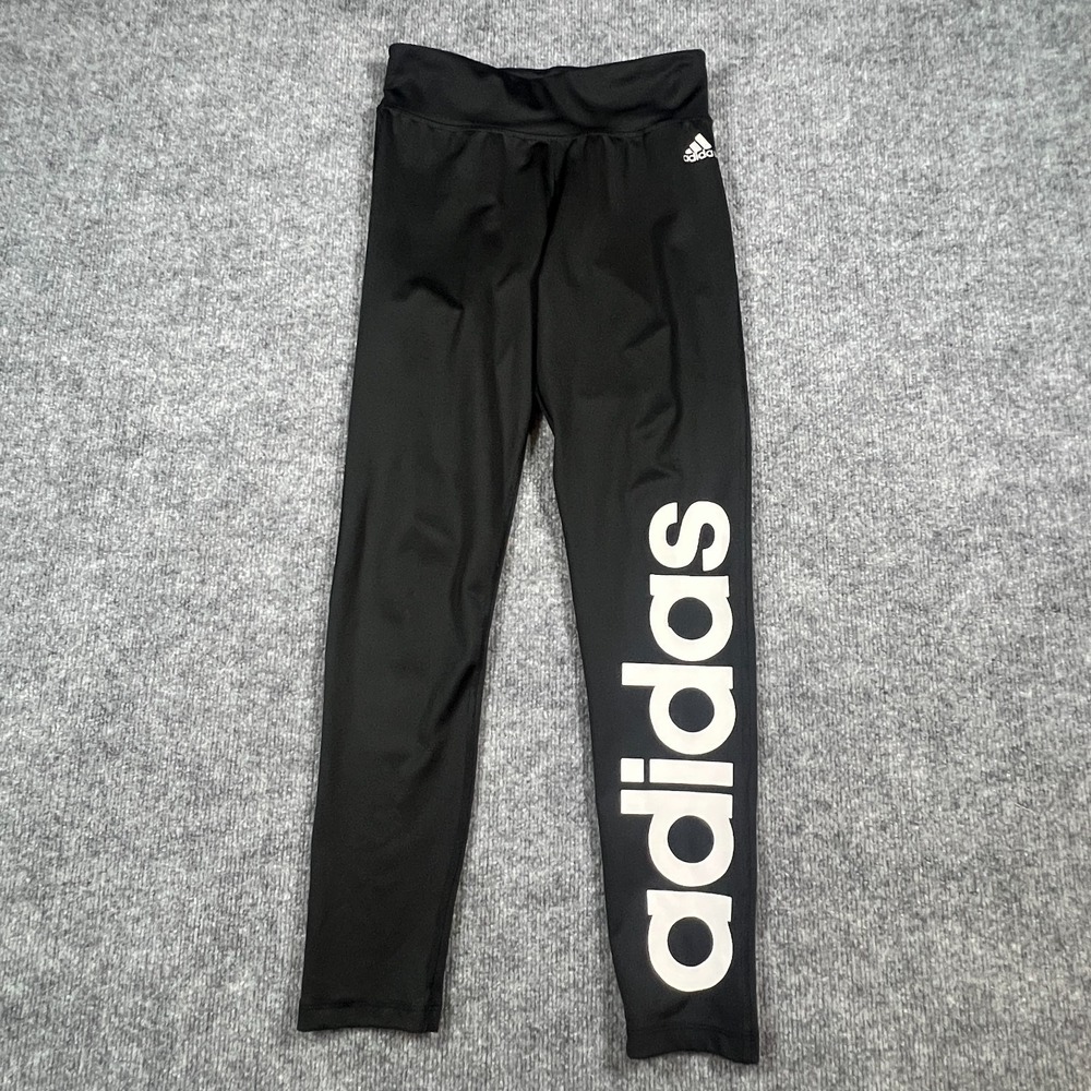 Adidas Climalite Leggings Womens Small Black High Waisted Logo Athleisure Yoga